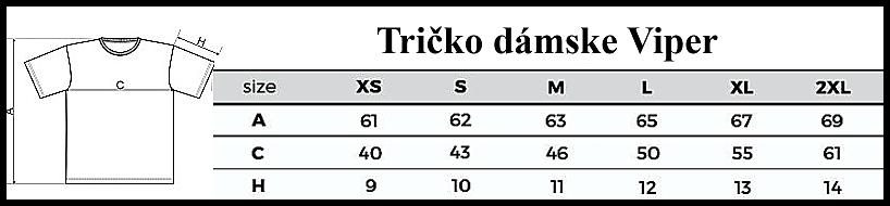 /tricko damske viper tabulka 